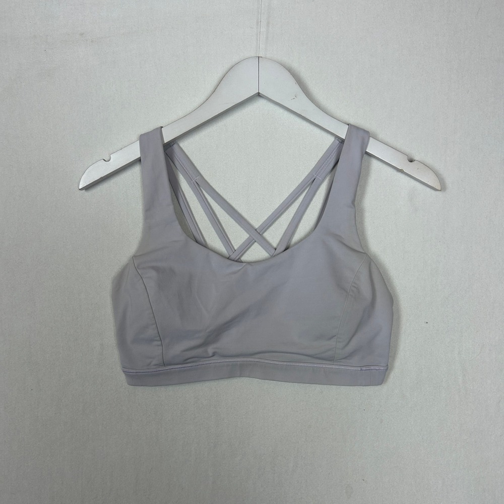 Lululemon Free To Be Wild Sports Bra Lavender Grey Strappy Back Size 8 LW2AJ8S
